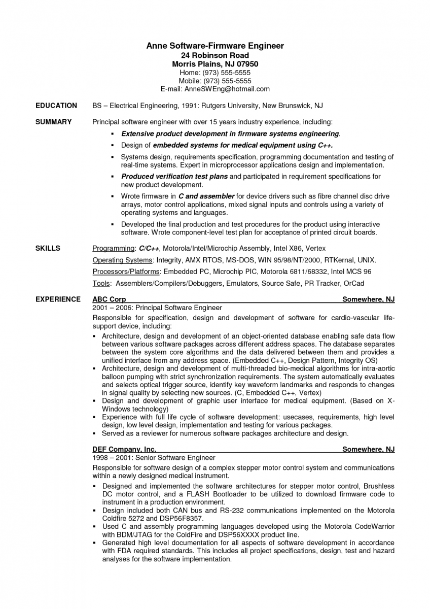Resume for computer system engineer